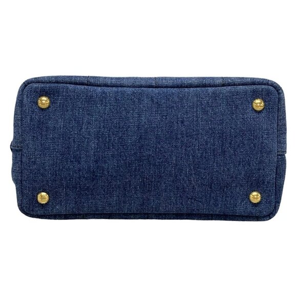 Auth PRADA Canapa - Blue Black Denim Tote Bag - Picture 6 of 15